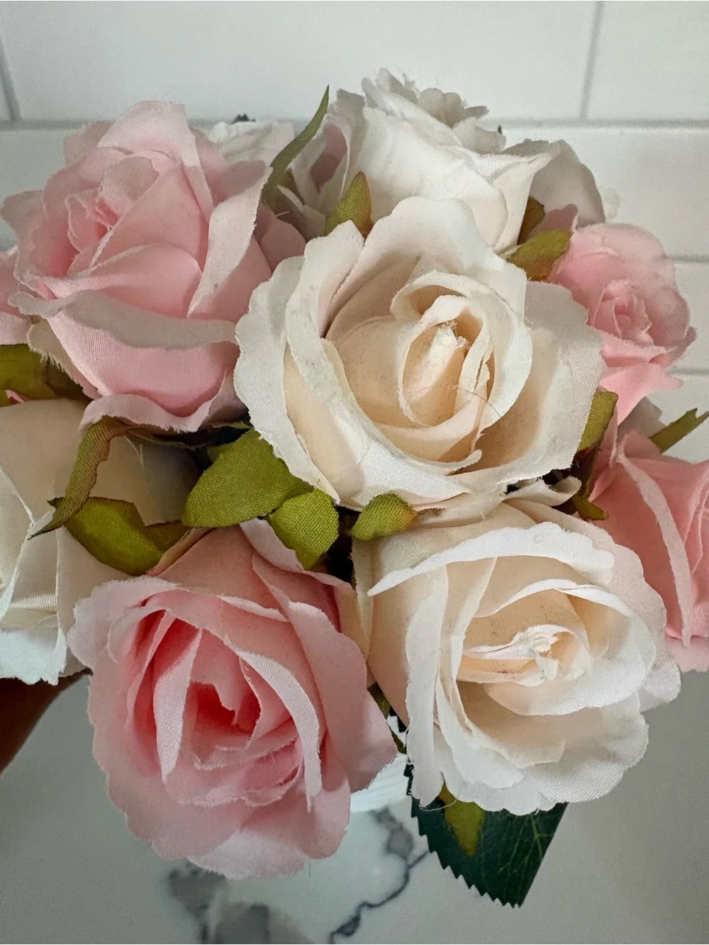 2 sets Elegant Pink and Mauve Faux Rose Arrangements
